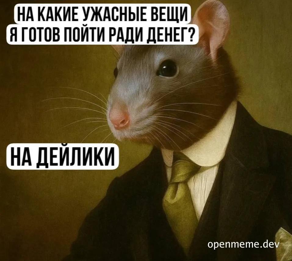rat in a suit with a caption in Russian