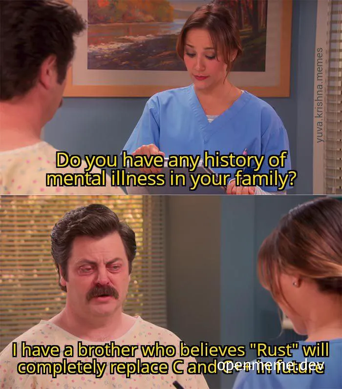 doctor and patient meme about rust programming language