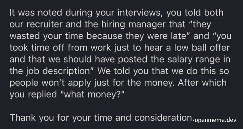 job interview response with a punchline