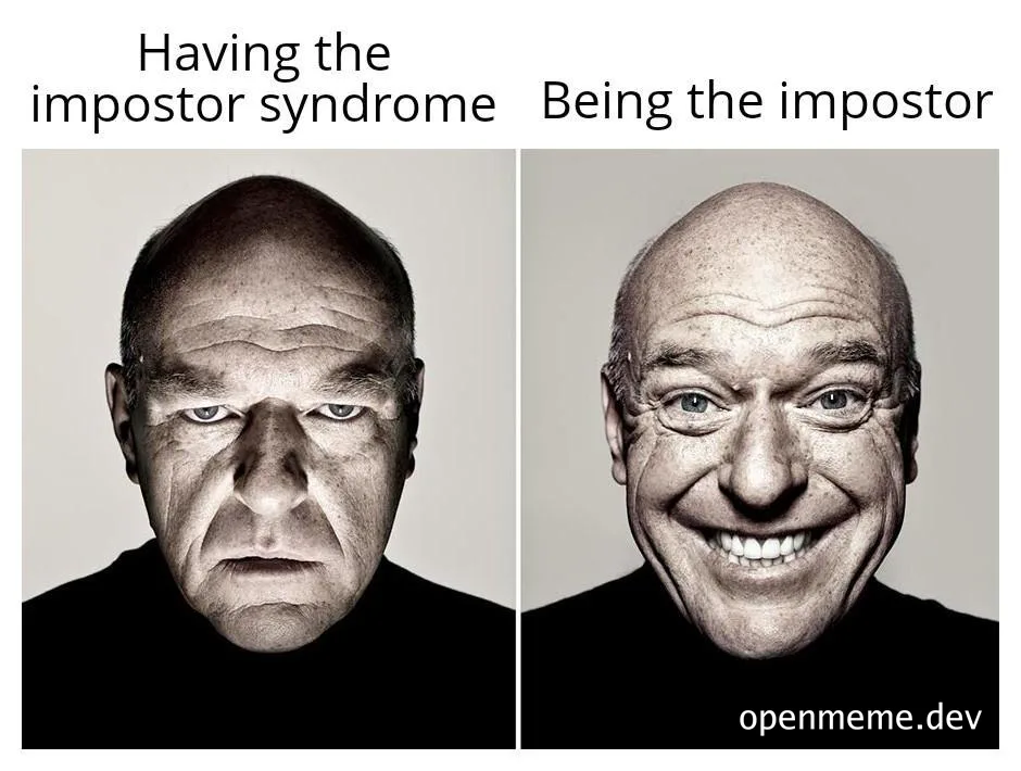 Two black and white photos of a man with different expressions. The left photo shows a man looking worried and unsure, while the right photo shows the same man smiling and looking confident.