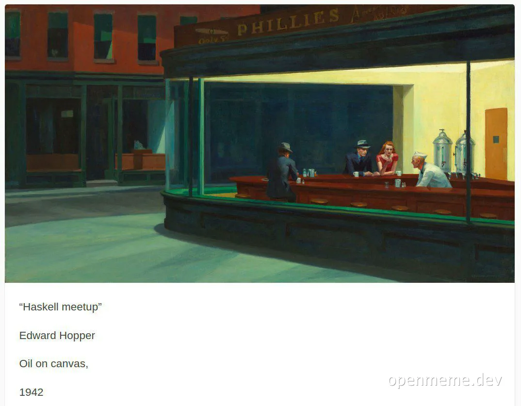 Nighthawks parody with Haskell meetup