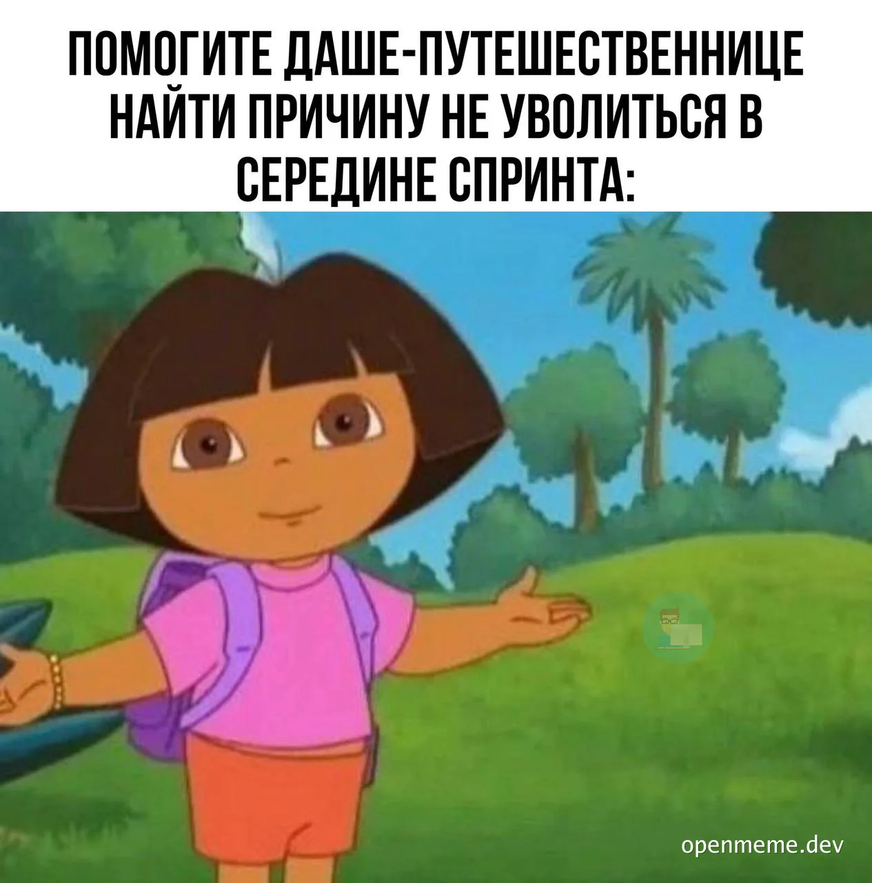 Dora the Explorer meme with text in Russian
