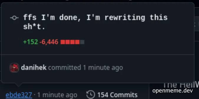 a developer rewriting code in frustration