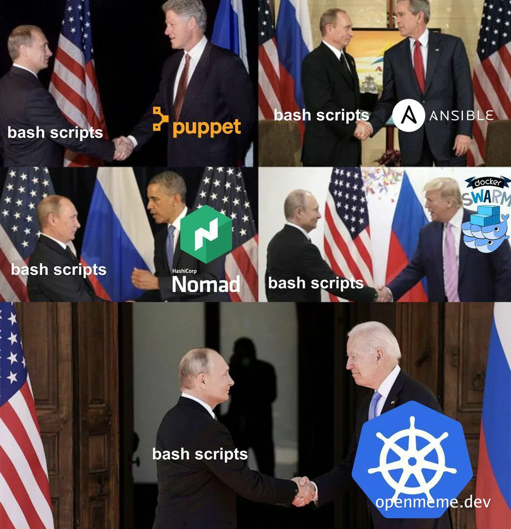 meme comparing bash scripts to international diplomacy