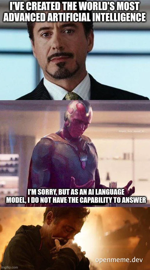 Robert Downey Jr. as Tony Stark and Ultron in a humorous exchange about advanced AI