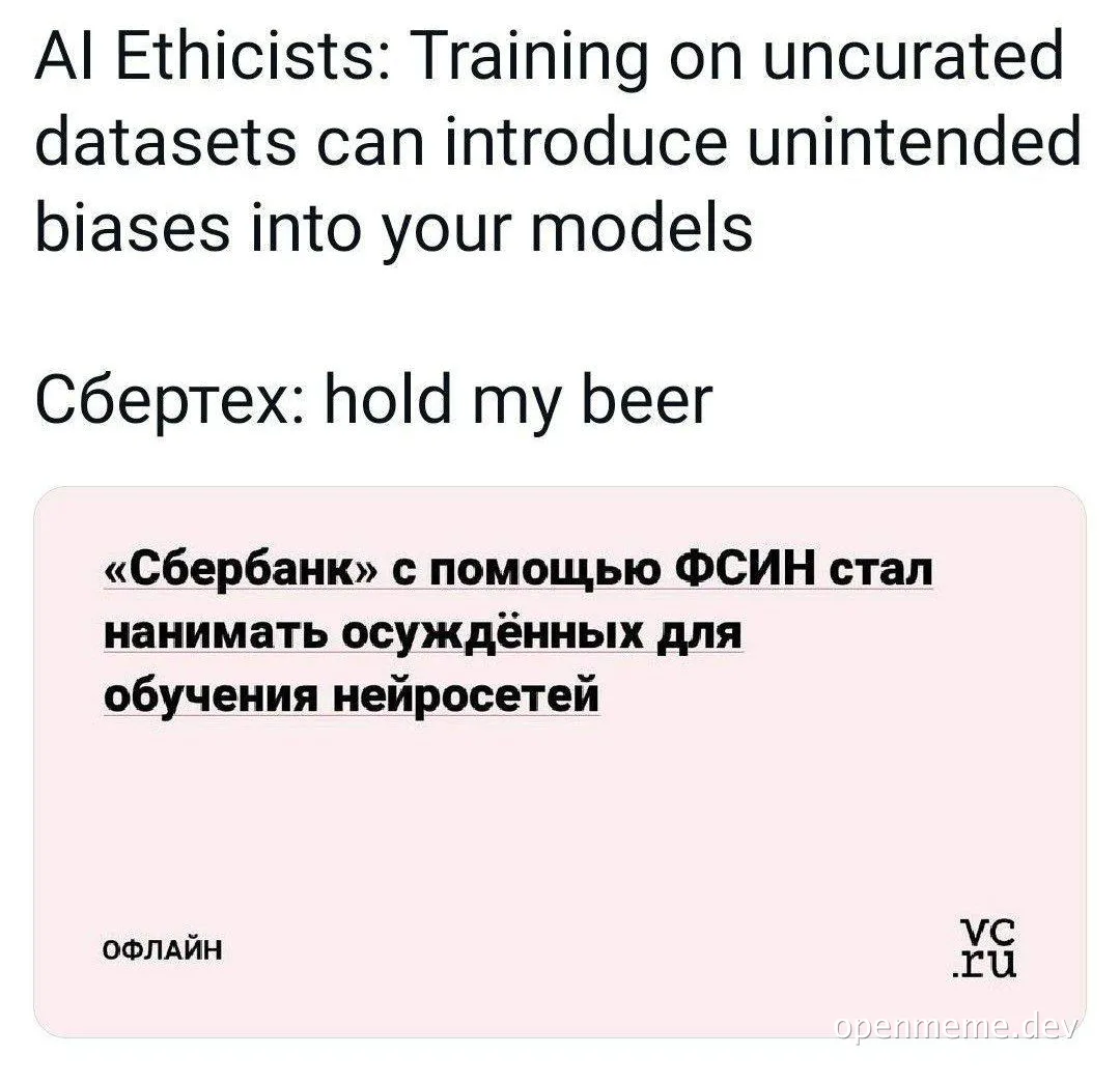 AI ethicists warning about biases in AI models vs Sbertech's uncurated dataset approach