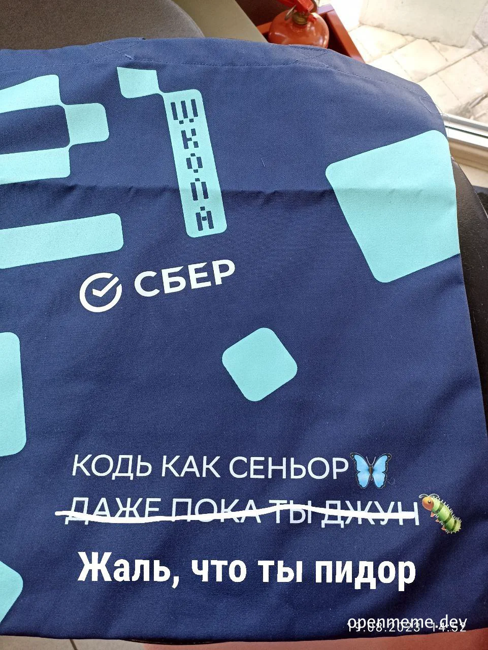 T-shirt with russian text and censored insult