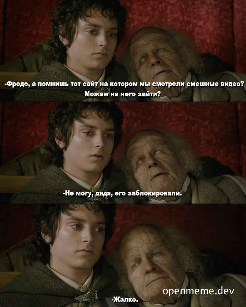 lord of the rings frodo and gandalf meme about blocked website