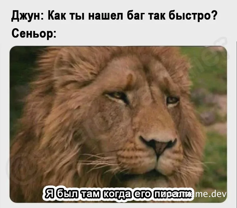 Lion with a caption in Russian