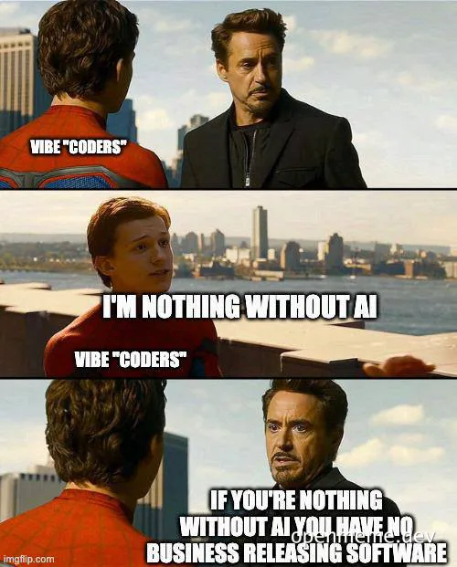 Spider-Man and Doctor Strange meme about coders and AI