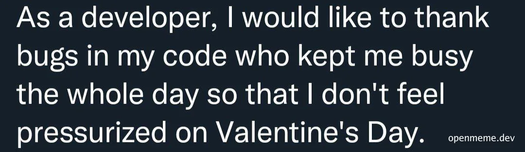Developer thanks bugs for keeping them busy on Valentine's Day