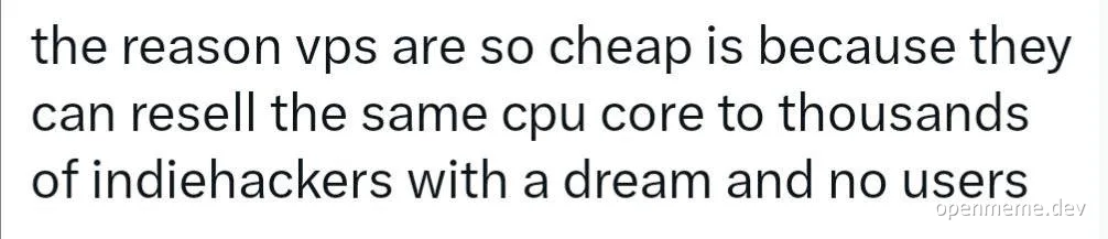 Text about VPS pricing and indiehackers