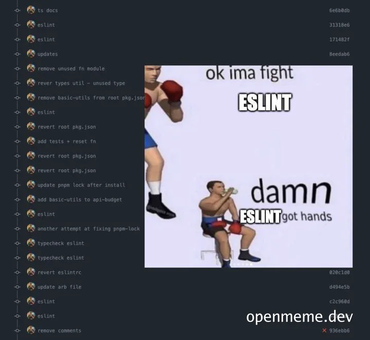 ESLint meme with two boxers