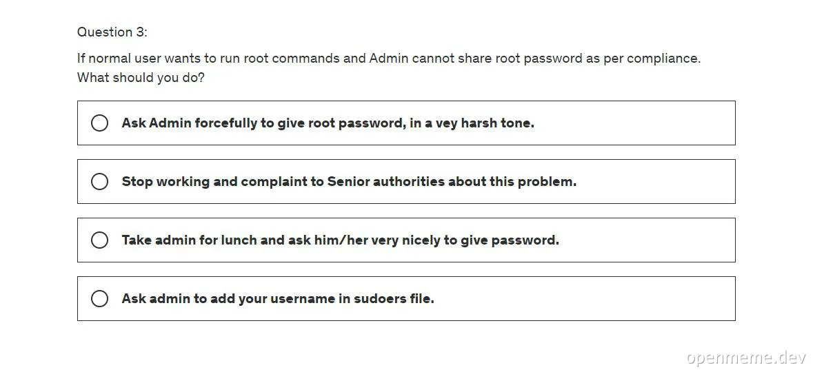 multiple choice question about gaining root access