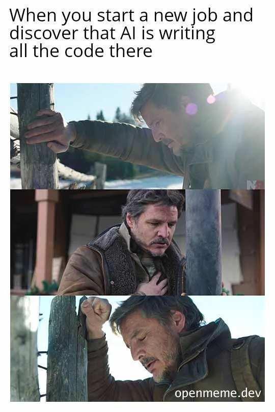 Man feeling shocked and stressed in three panel meme