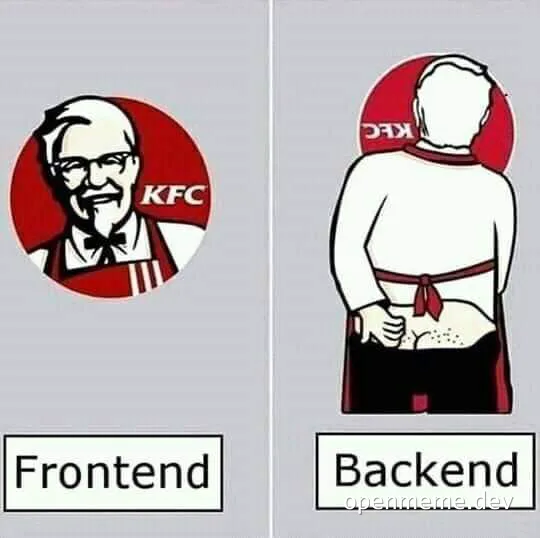 KFC meme comparing frontend and backend