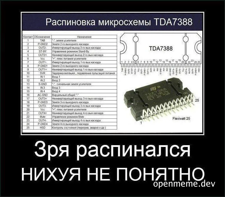Зря распинался нихуя не понятно микросхема TDA7388