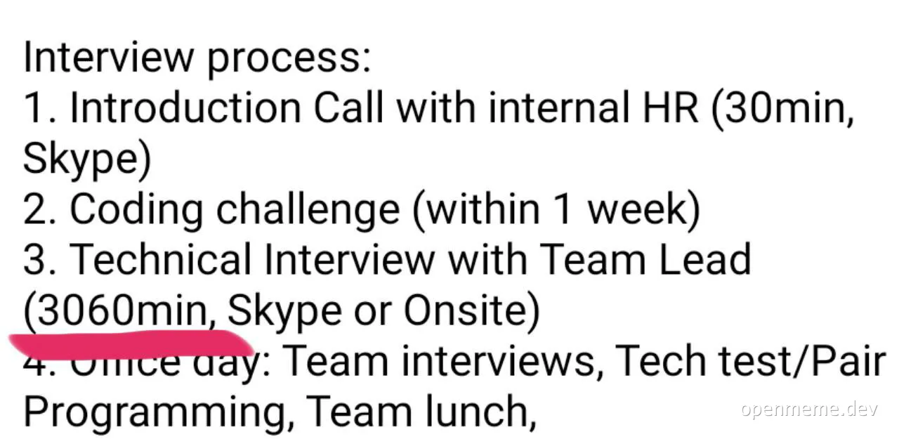 interview process steps with red mark on onsite day