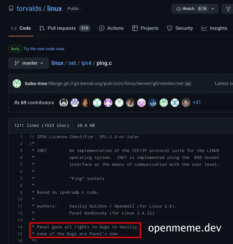 Linus Torvalds comment on Linux code ownership on GitHub