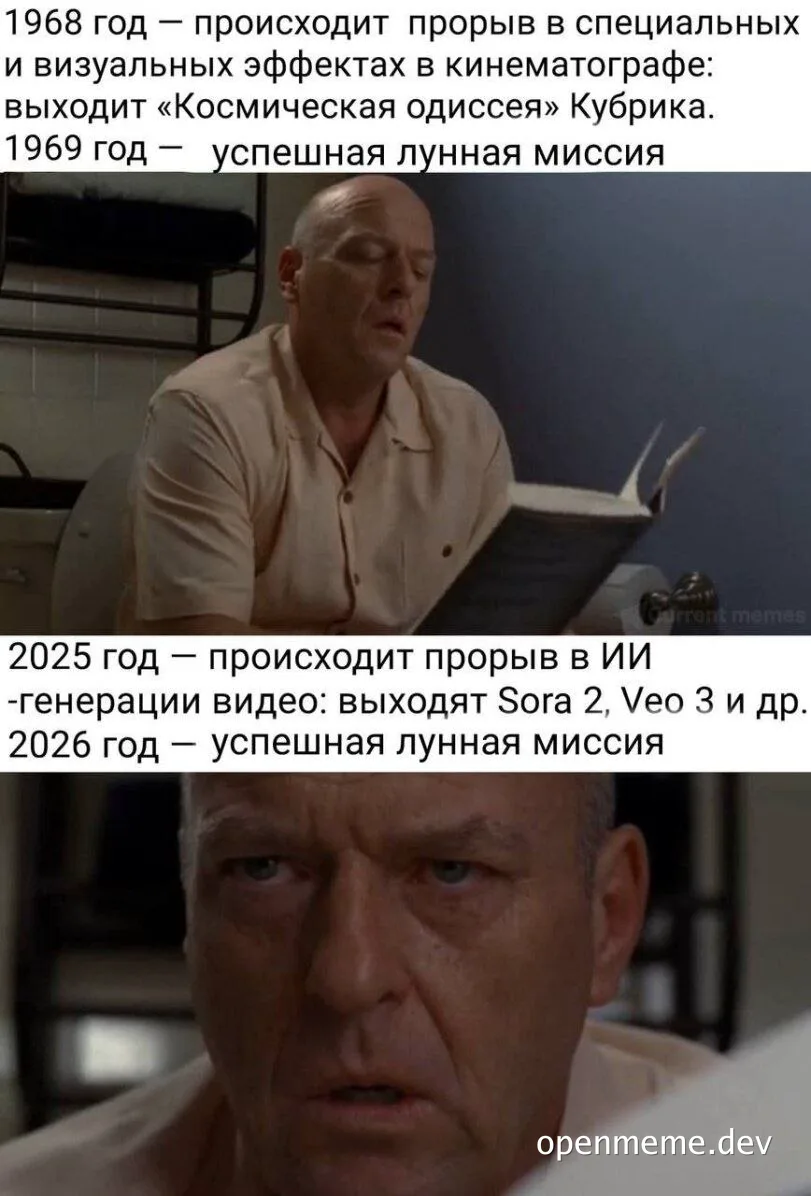 Stanley Kubrick and AI video generation comparison meme