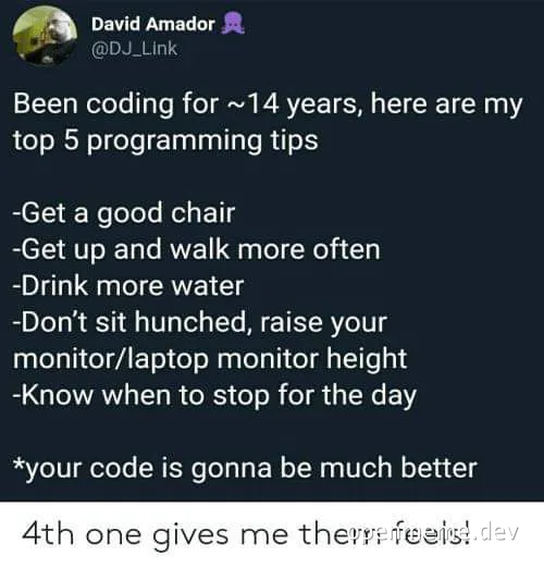 programmer ergonomics advice meme