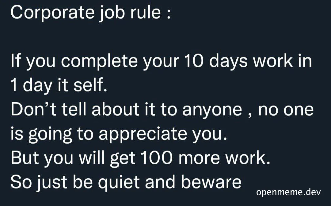 Corporate job rule meme