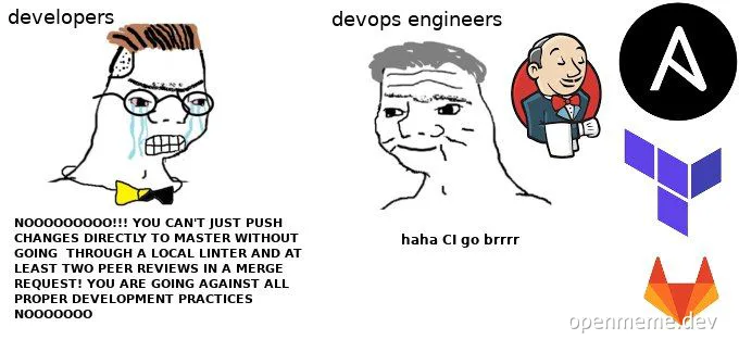 developers vs devops engineers meme