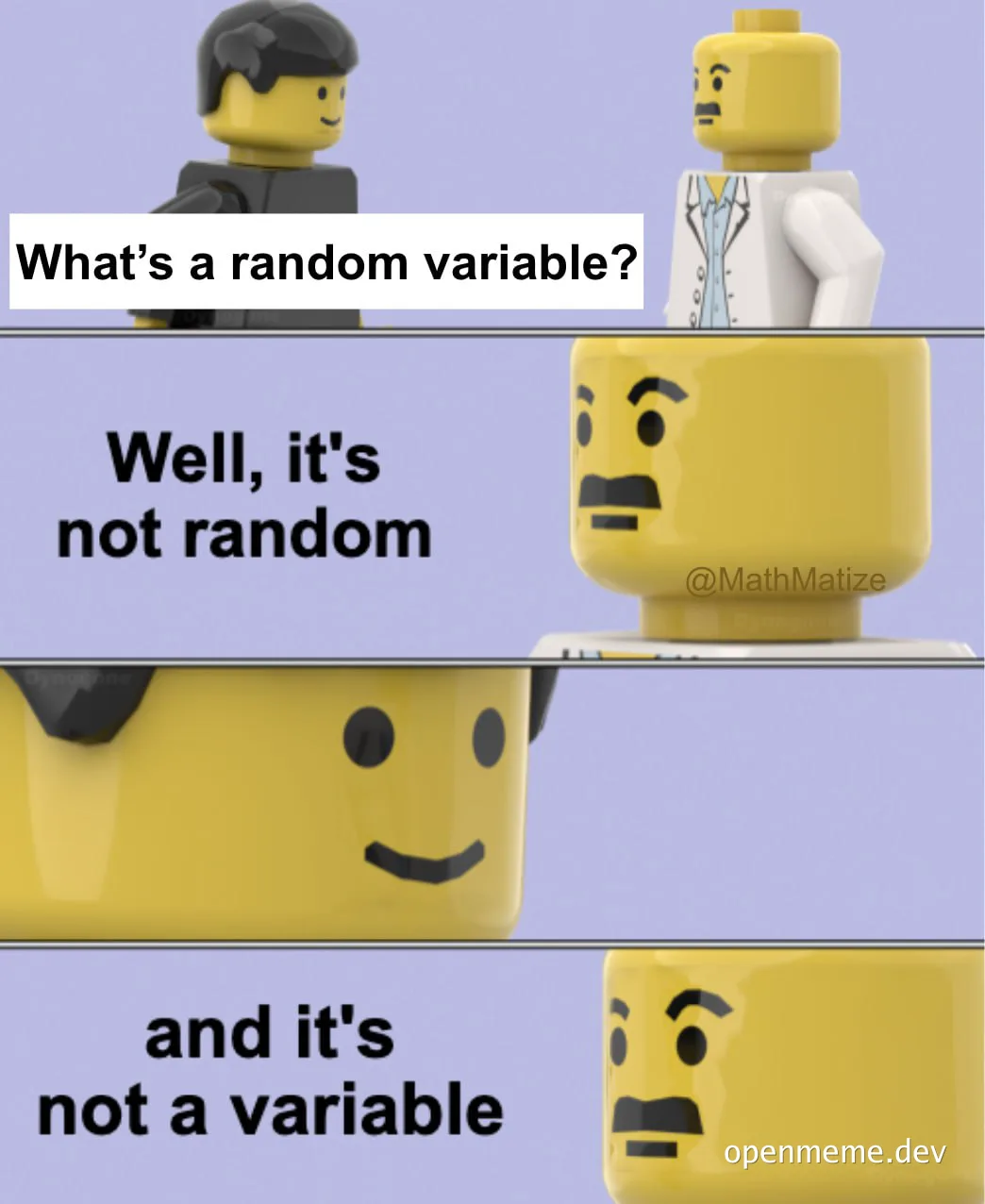 Lego meme about random variable definition