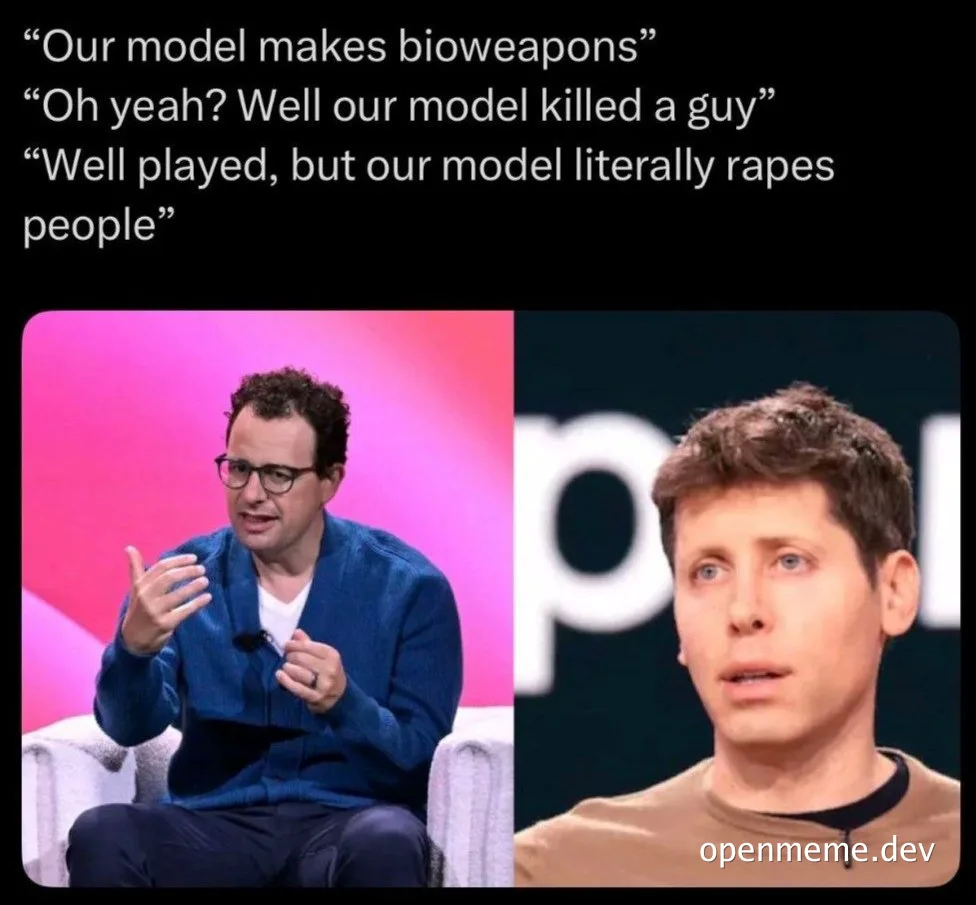 Sam Altman and Dario Amodei meme about AI model dangers