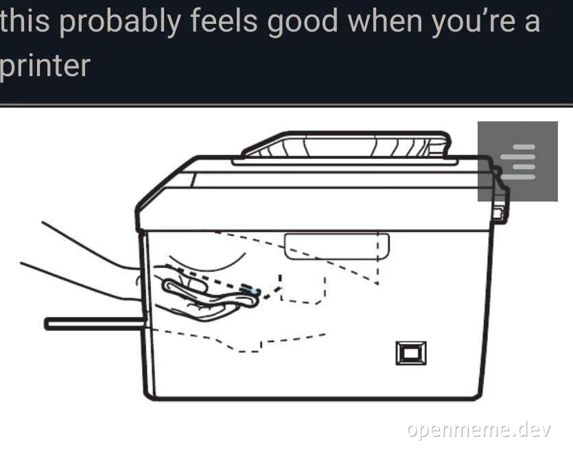 a drawing of a printer with a burrito inside