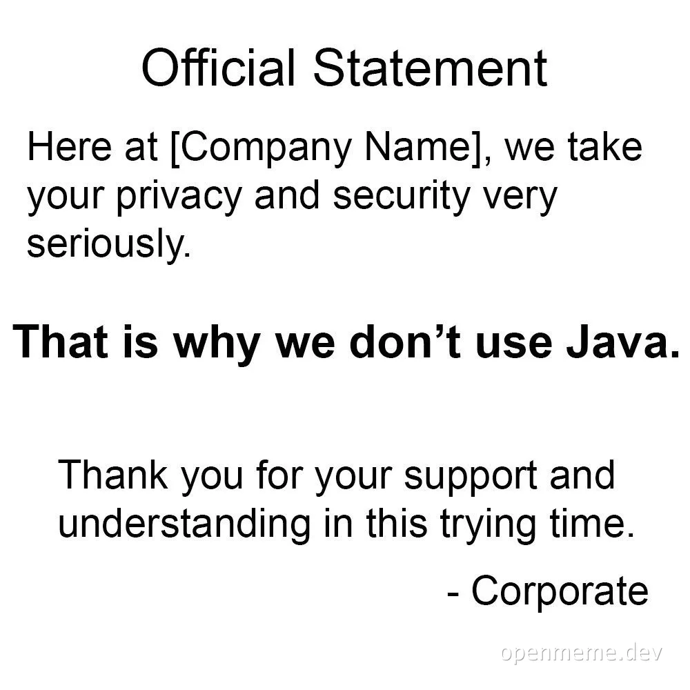 Official statement about Java from Corporate