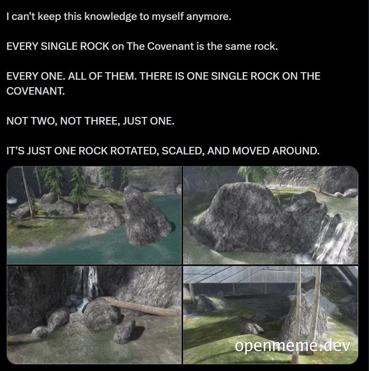 Halo game rock reuse meme