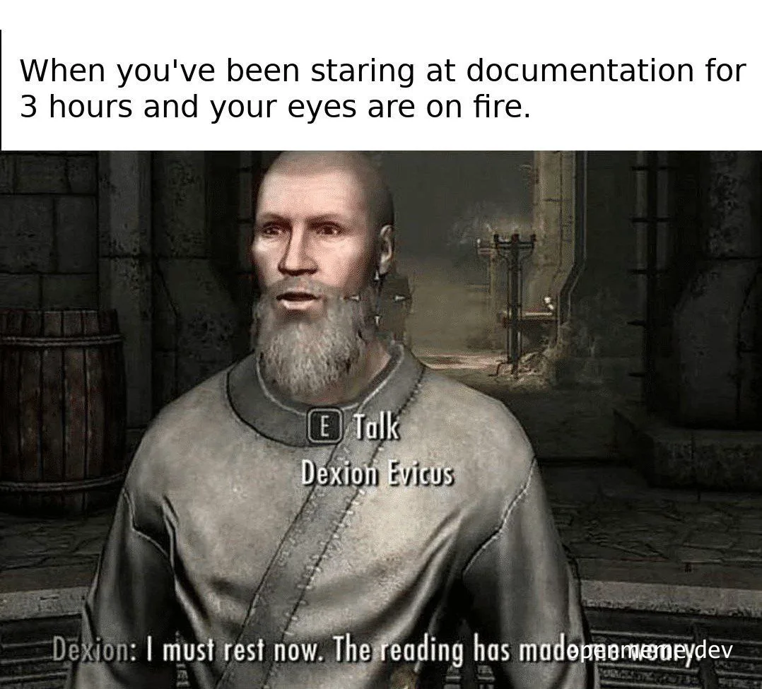 tired developer staring at documentation