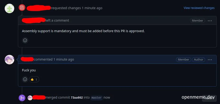 angry comment on code review