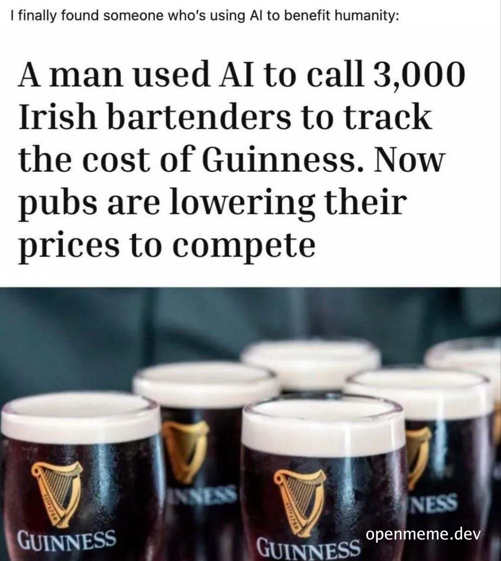 Guinness beer pints with a headline about AI used to track prices