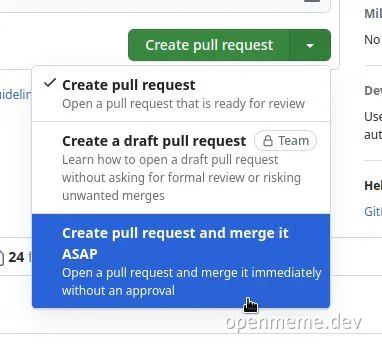 Create pull request and merge it ASAP meme