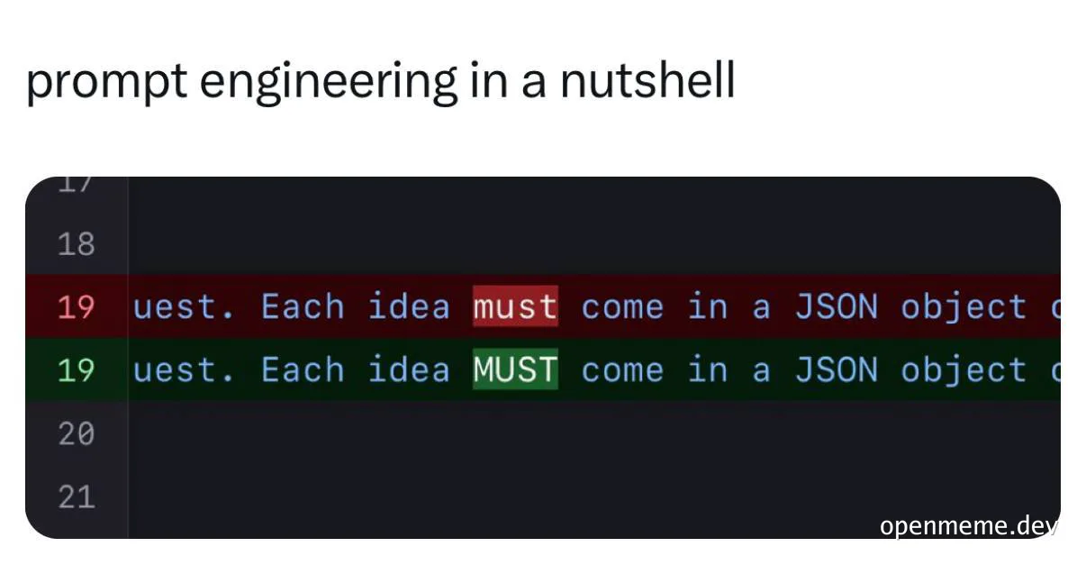 prompt engineering meme with code comparison
