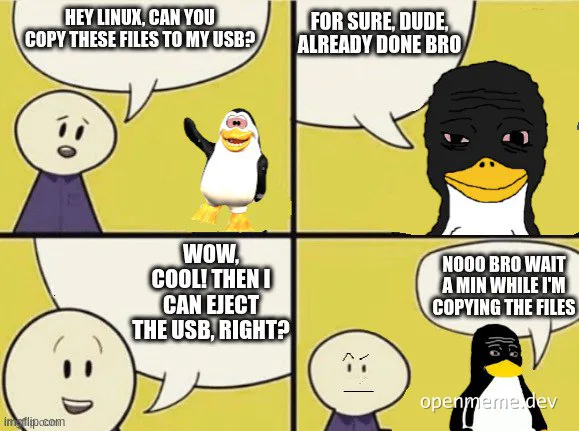 linux user asked to copy files to usb then eject it