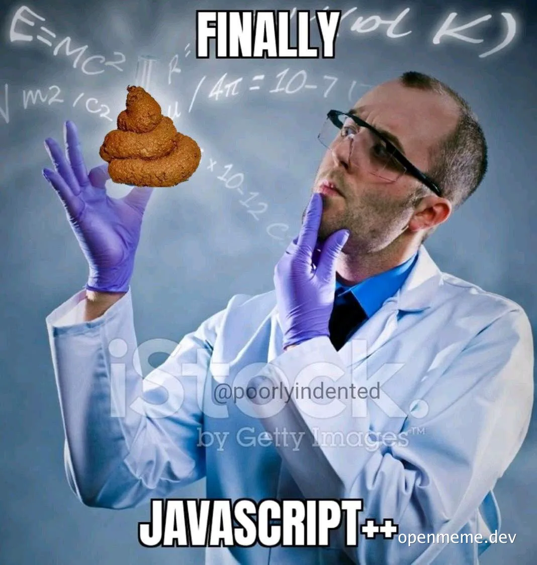 man in lab coat holding poop near face with equations on chalkboard