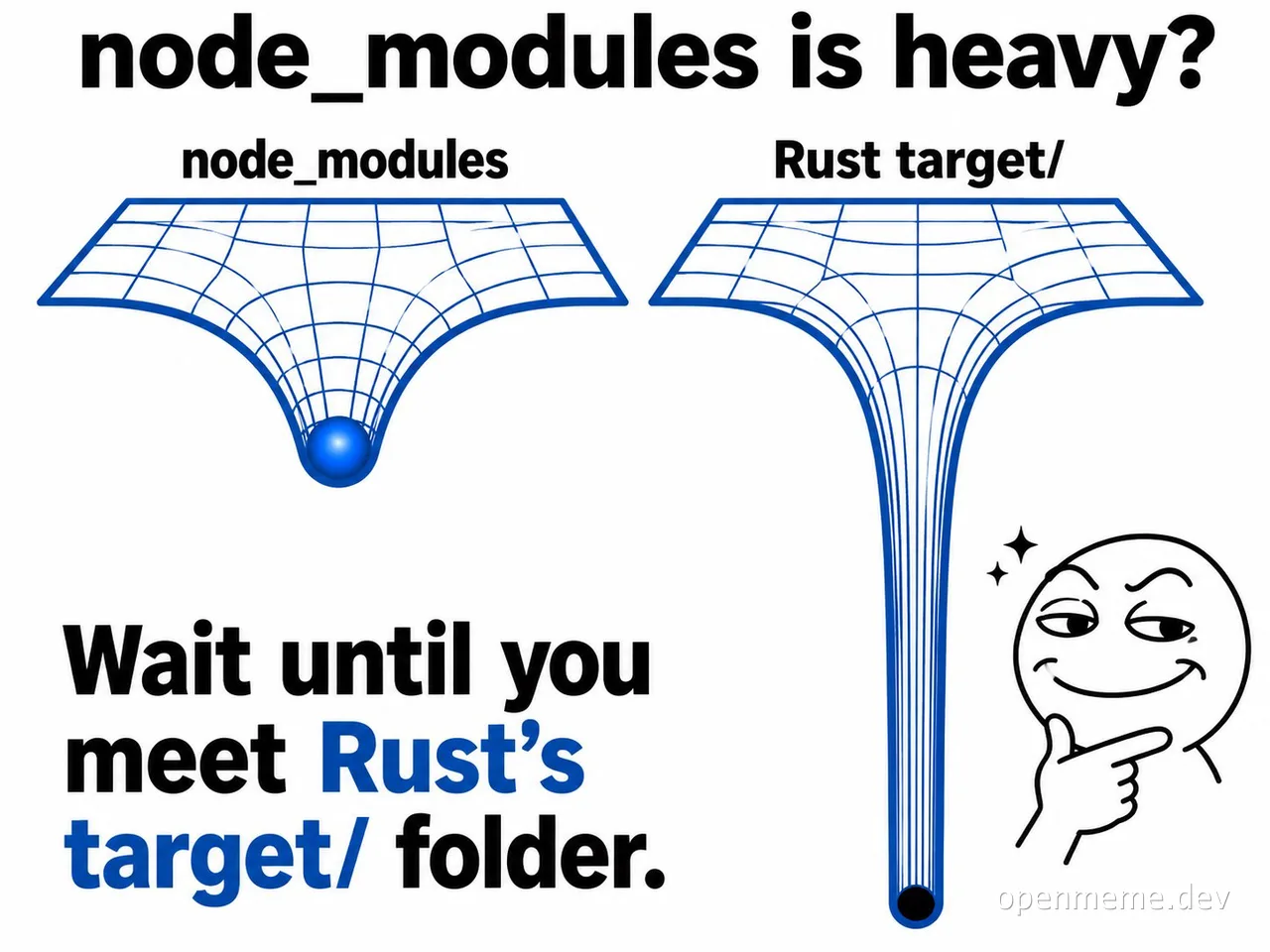 node_modules vs Rust target folder meme