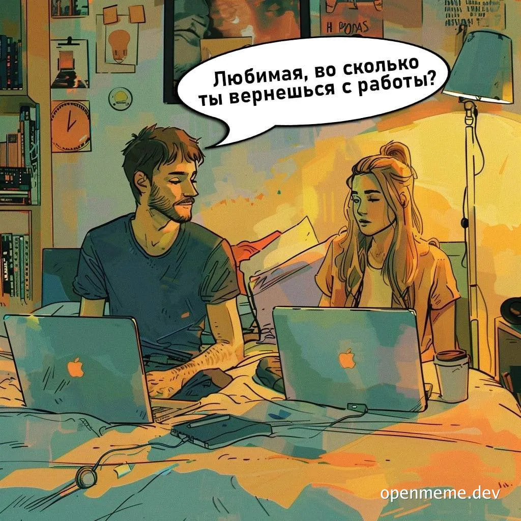 cartoon of couple with laptops and speech bubble