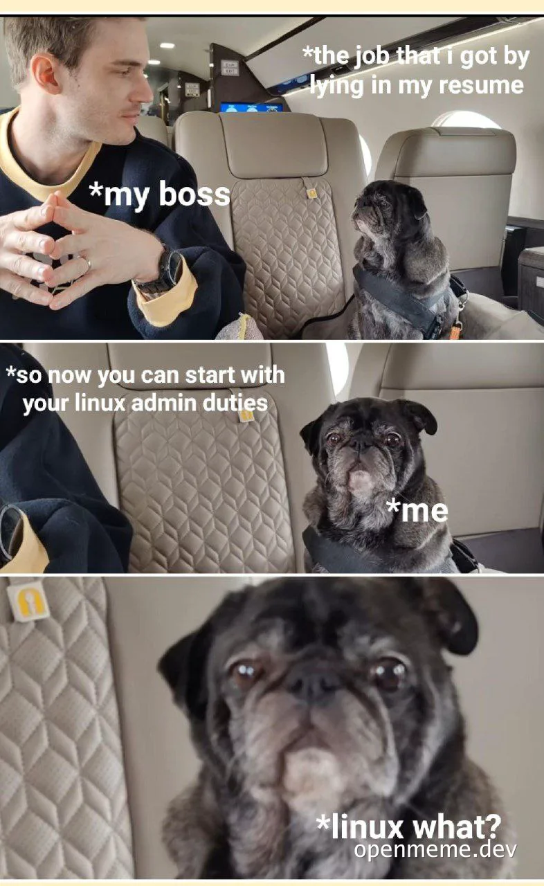 funny meme about a developer's reaction to being asked to do linux admin duties