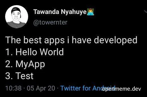 a developer's tweet about their best apps
