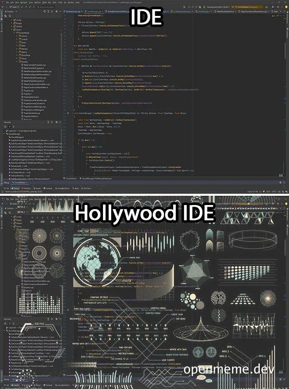 IDE vs Hollywood IDE meme