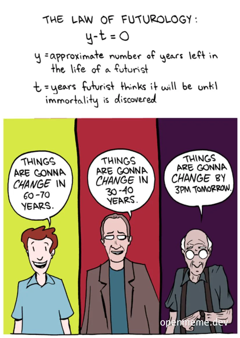 cartoon of three men talking about when things are gonna change