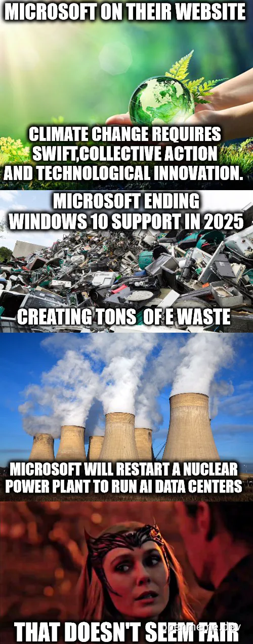Microsoft climate change irony meme