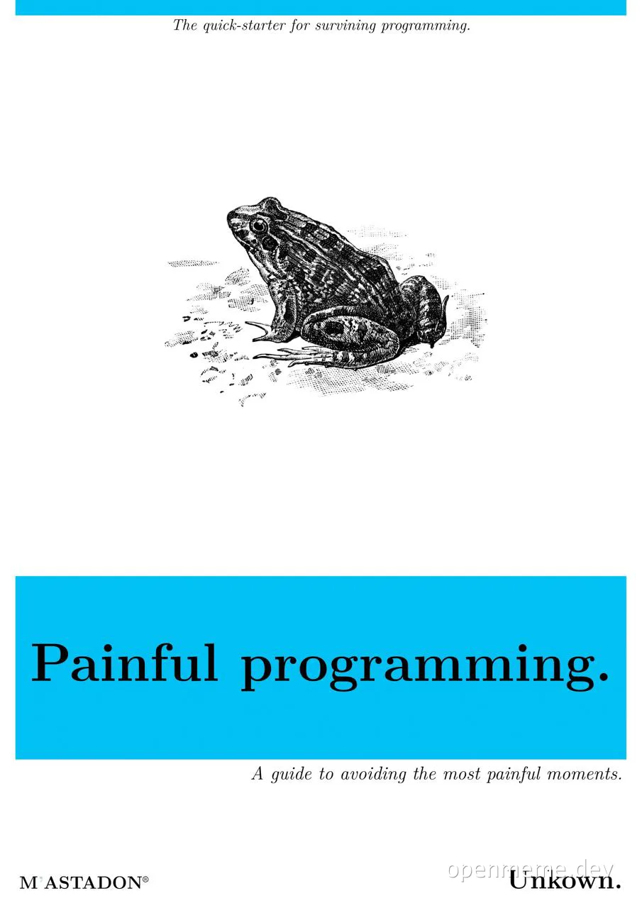 a frog with a painful expression on its face, representing the struggles of programming