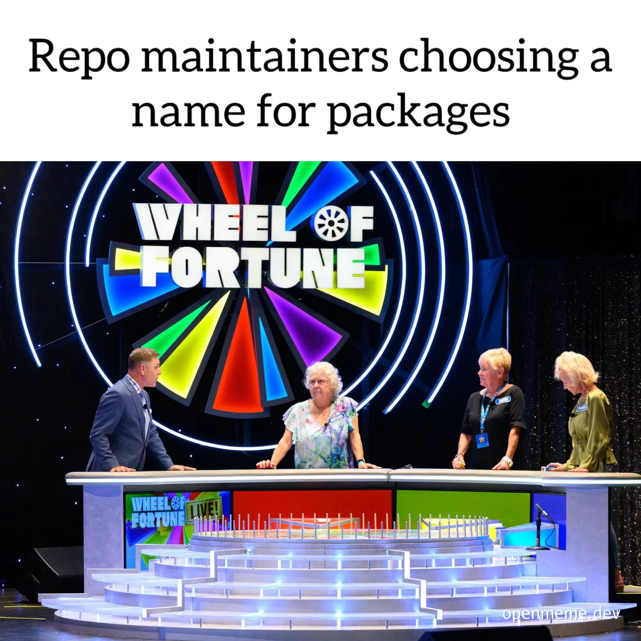 repo maintainers on wheel of fortune choosing package names