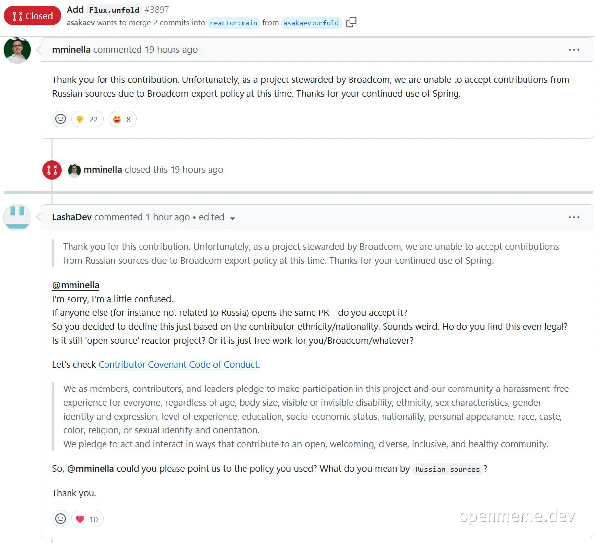 github pull request rejected due to russian sanctions