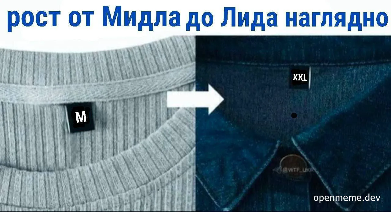 Clothing size comparison from M to XXL